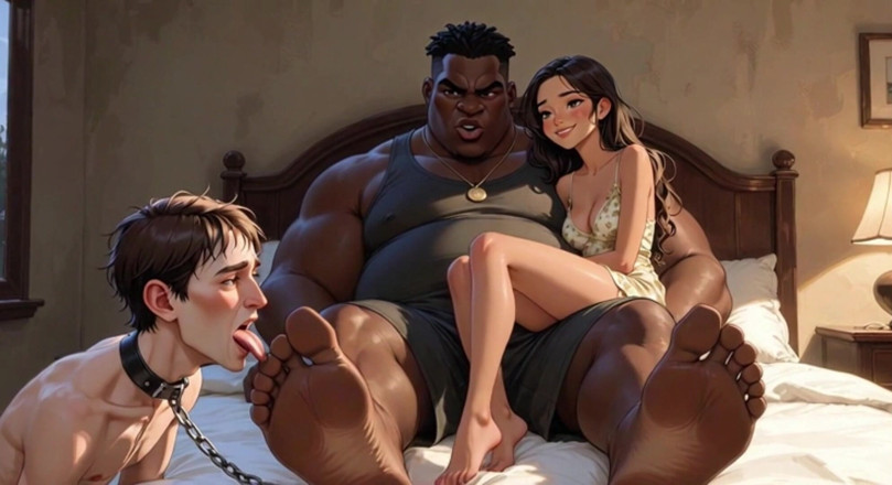 Anime Hentai: Foot Slave Husband Cleans Wife's Feet with His Tongue - Femdom