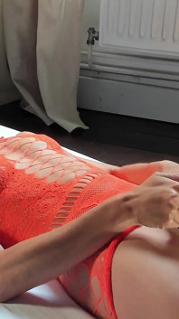 Squirt in Orange Dress