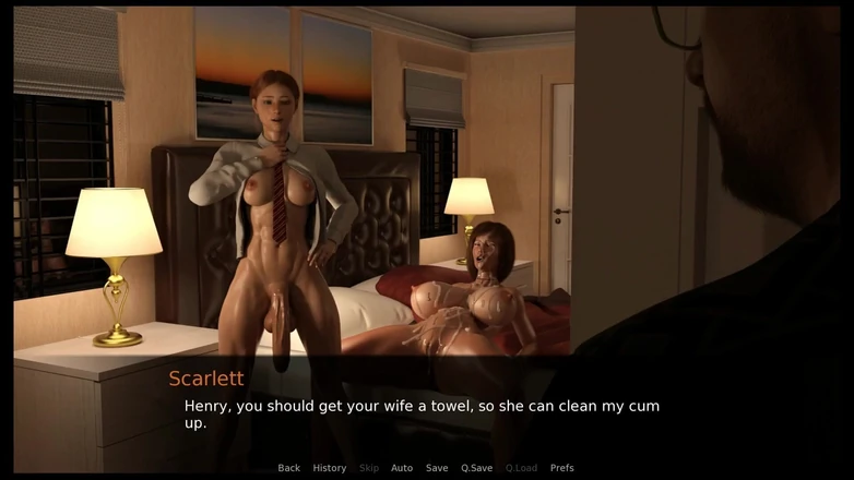 Cum in Futa: Милфа-заводчица Фута NTR, хентай игра, эпизод 5 ее маленький член мужа не может забеременеть!