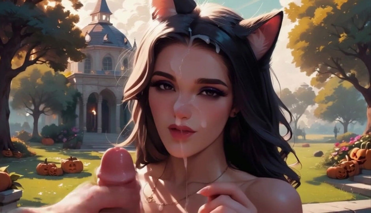 Horny van stevie: Feline donna travestita per Halloween ai