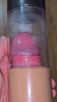 Pumping the Dick with a Vacuum Pump Full of Semen After Cumming