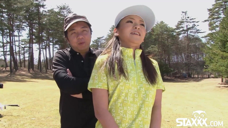 Staxxx: Cute Asian teen girls play a game of strip golf