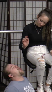 Mistress Evangelie Gets Her Shoes Cleaned and Smokes