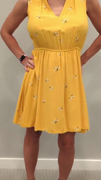 Stella in a Yellow Sun Dress with Black Heels