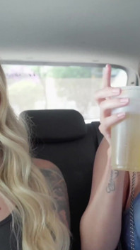 Hot Lesbians Kissing and Seducing the Uber Driver