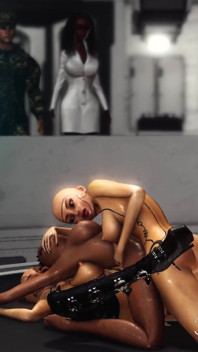Secretos del área 51. 3D dickgirl androides juega con un ébano sexy en el laboratorio