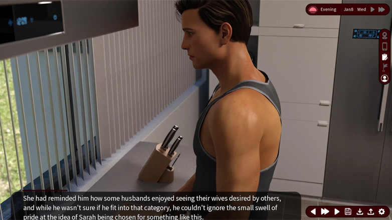 Johannes Gaming: 欲望のささやき 5 アレックスはエヴァ博士と面会し、彼女は彼にオープンマリッジについて考えるよう促しました