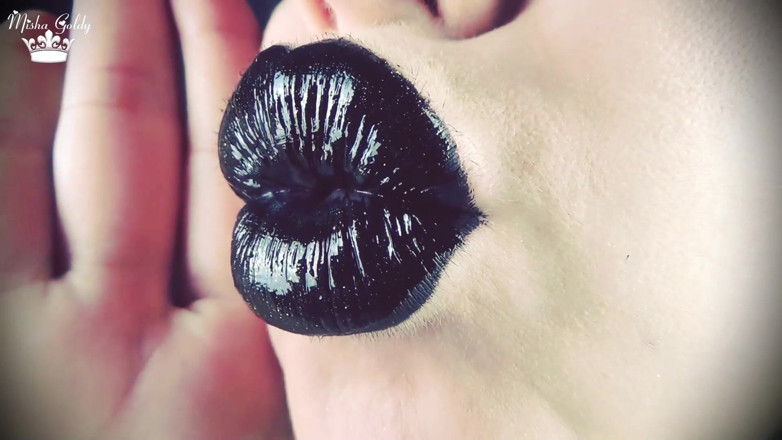 Goddess Misha Goldy: Kisses from black shiny lips ASMR JOI