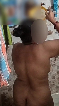 Indian Husband & Wife Bathing Together Naked in Bathroom