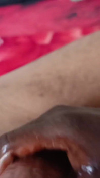 Ebony Jerking off Her White Cock