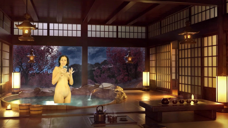 TheoryOfSex: Bathroom piss punishment. Naked reading. Japanese bath. Julia V Earth.