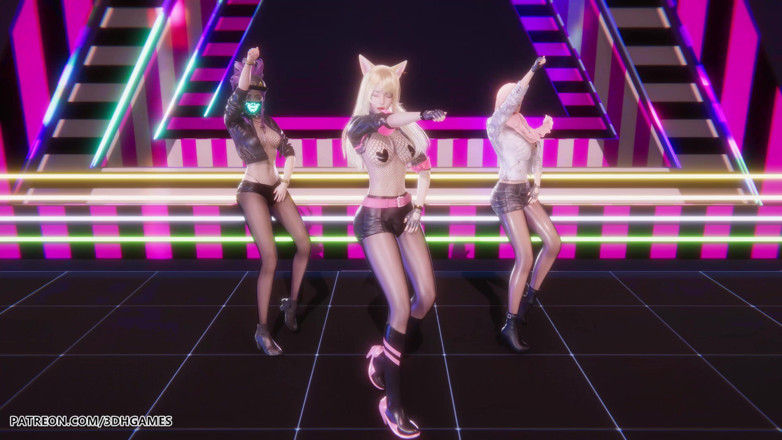 3D-Hentai Games: [MMD] BlackPink - Свисток Ahri Akali Seraphine, сексуальный стриптиз, танец Лиги легенд, хентай без цензуры, 4K 60fps