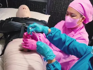 DominaFireOfficial: 2 sadistic nurse tormenting slave with sounding