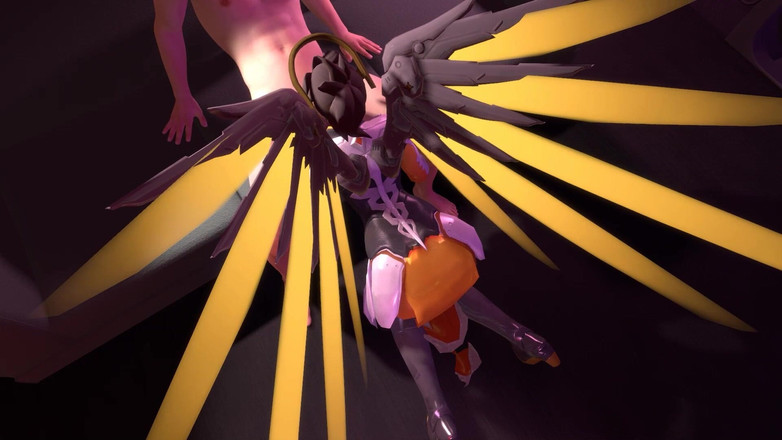 Wraith ward: Mercy menghisap batang pada lututnya dalam parodi overwatch sudut pandangan...