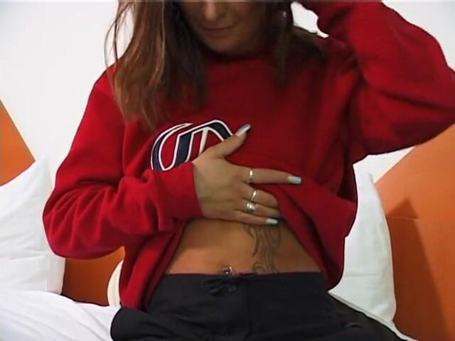 Lucky Cooch: Small titted brunette is showing her sexy body at the...