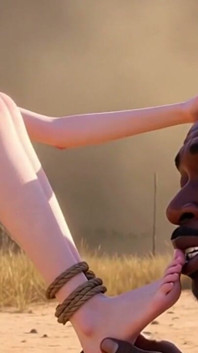 White Woman Tied in Africa - African Man Licking Her Feet