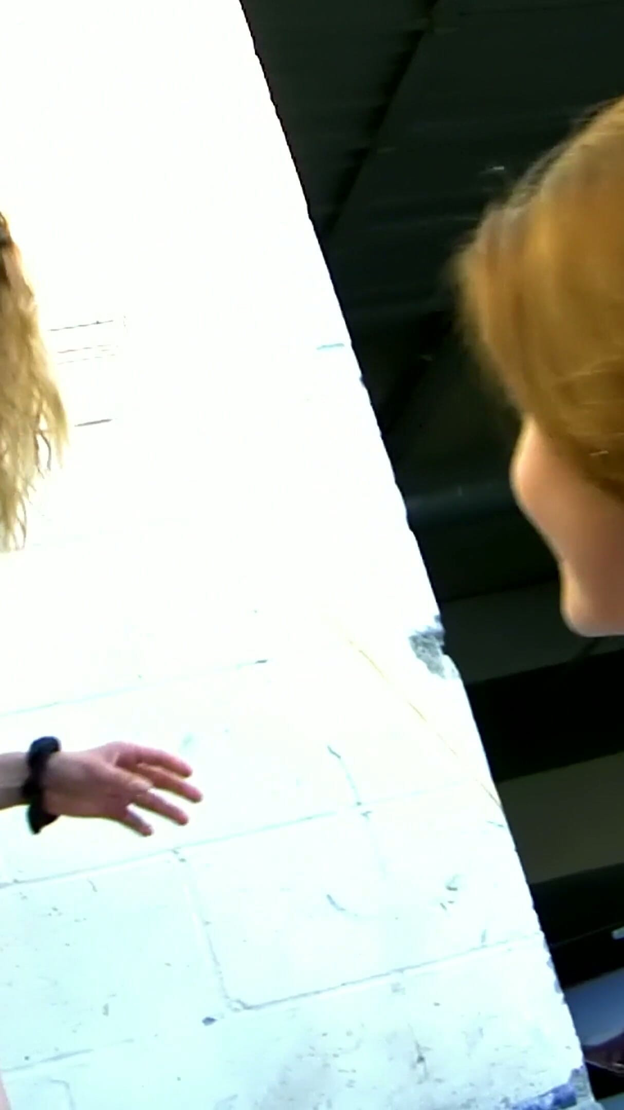 Ass Licking in the Car Garage - Blonde Mechanic Bends the Redhead Over the Hood
