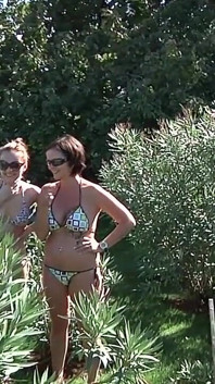 Guy with Mask Pisses on Skinny Brunette and Then Fingers Her and She Blows His Cock