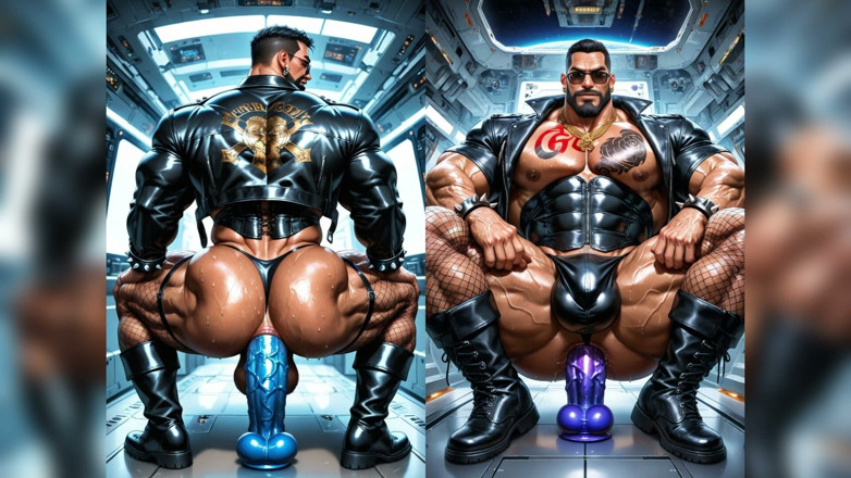 AI Blk: Bold Man Fuck with Dildo
