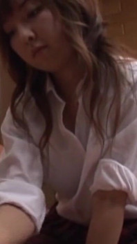 Brunette Babe Gives Hesitant Tsundere Handjob on Couch