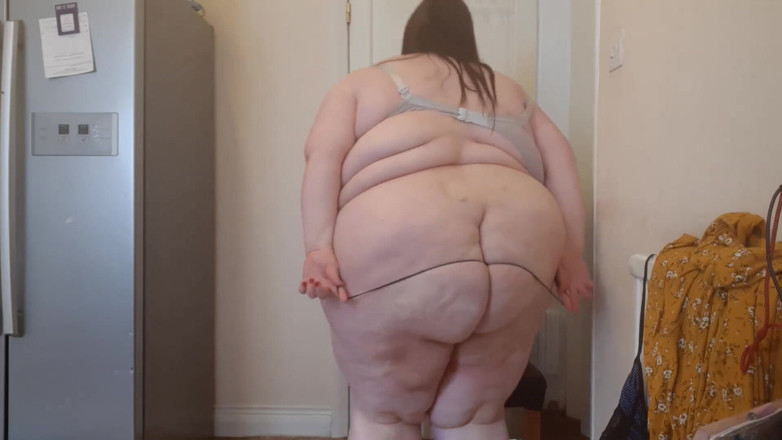 SSBBWLadyBrads: SSBBw tries on G strings shows off fat body
