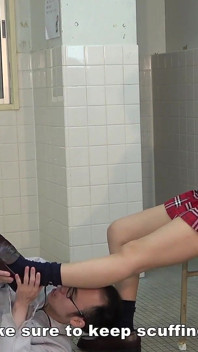 CFNM, Dirty Shoes Licking, Spitting, Fap Watching, Sadistic College Girl's Daily Routine Is Tease Perverted Janitor After Class