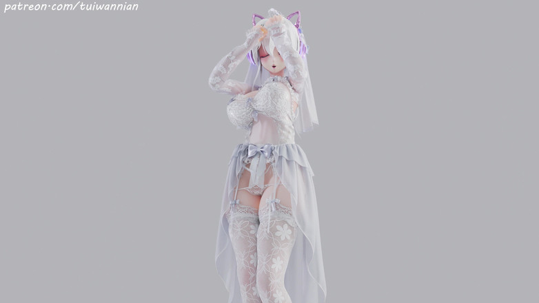 MikuMotion: [mmd] 약한 T-아라 신부 러브 화이트 실크 웨딩드레스