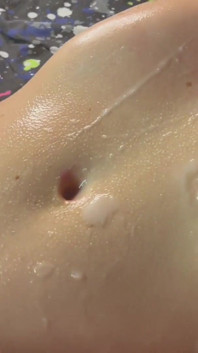 Alex`s Closeup navel play and stretching