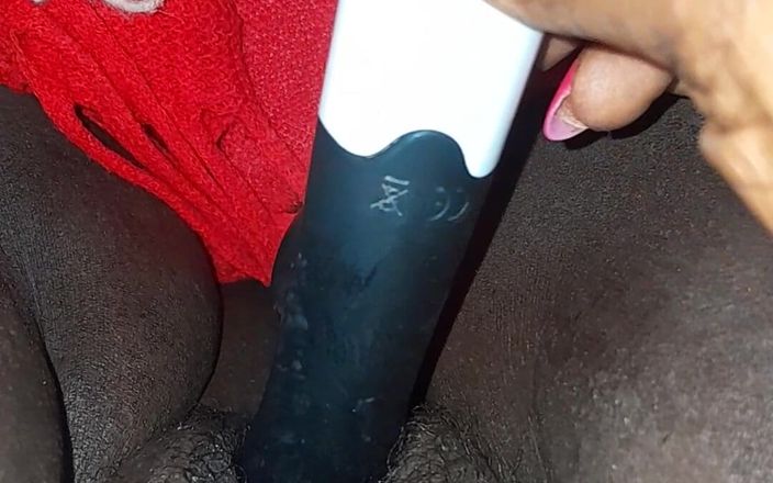 Thin riddle: Wet black pussy fucking dildo so wet