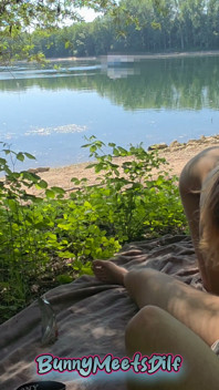 First Time Risky Outdoor: Masked Bunny Blows Me & Takes It Doggy by the River