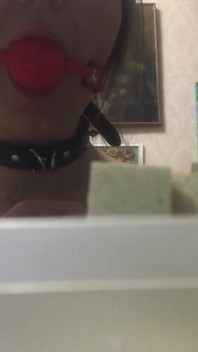 Cooking While Wearing a Collar and a Gag - Lovessie