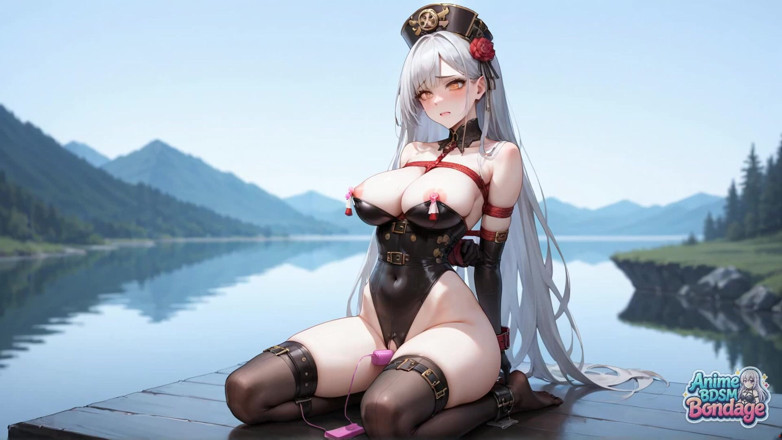 Anime BDSM Bondage: Bersedia, pelacur lukisan rahang, untuk diperah dan diikat dalam ikatan...