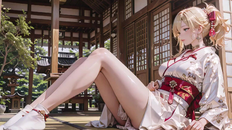 Seraphina Vale: Secreto del Santuario de la rubia Kimono! Arrodillando bajo la...