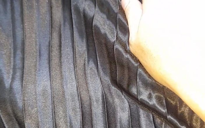 Naomisinka: Asian Crossdresser satynowa jedwabna plisowana spódnica spust przyjemność