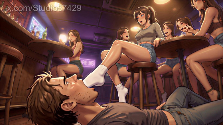 Supreme femdom: Supremasi kaki wanita tersedak di depan umum