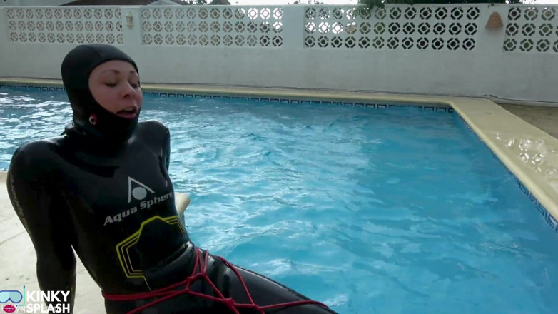 UKCuteGirl Lucy Lauren: Wetsuit Bondage Mermaid Slippery Pool Kink with Fins, Rope &amp; Deep...