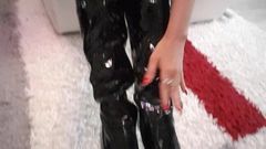 LarisaCum: I'm Wearing Leggings and Long Patent Leather Boots! I Bend...