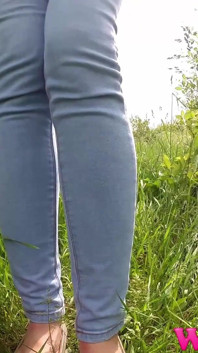 Diana Pee on Grass in the Forest and Then She Dress Pulling up Her Tight Jeans