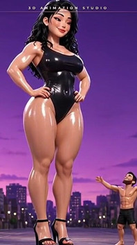 Oiled Giantess in High Heels Towers Over a Tiny Man - Giant Sole Comes Down Over You