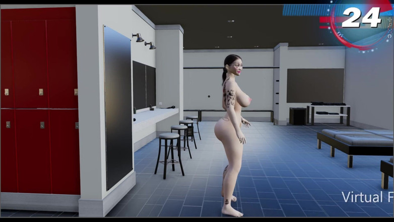 Virtual fantasy studio: Naakt 3D heet meisje met grote borsten en reet en harig...