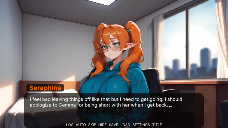 Dirty GamesXxX Trans: Seraphina's Life: Transsexual masturbando seu pau grande enquanto ouve sua...
