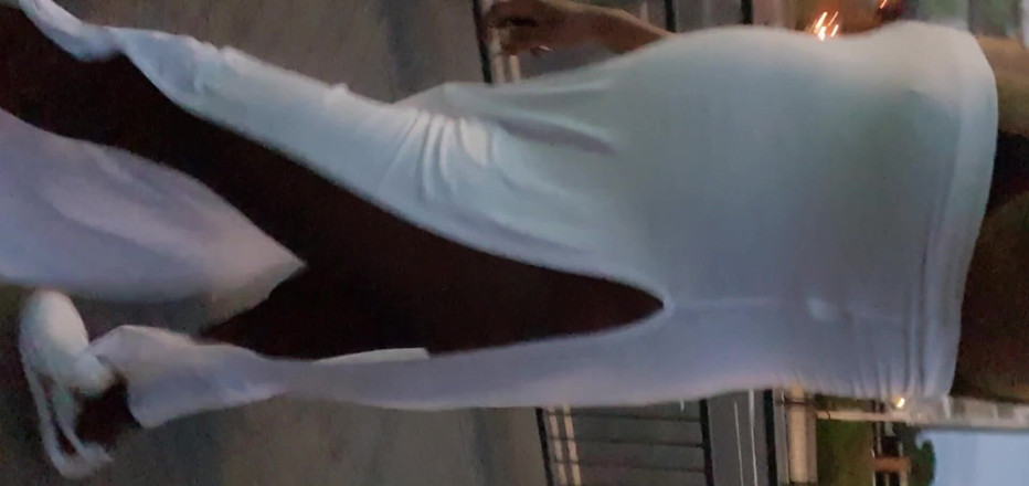 Lingeriemanx69: White dress and street walk