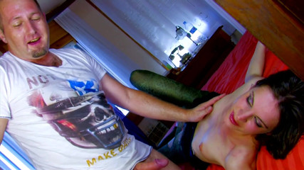 CBD Media: Petite brunette teen rides her Stepdad's dick on bed