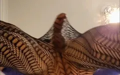 ZZ destroys pantyhose and fucks wall mounted dildo before riding to big cum squirt