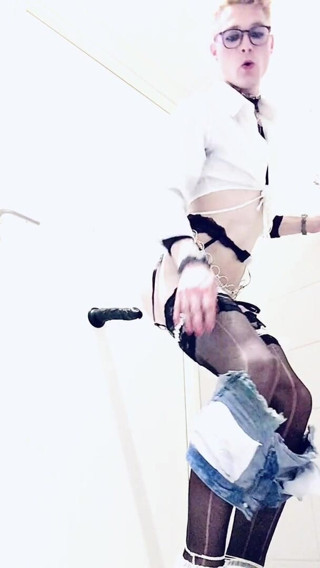 SissyCindySlut: Sissy Cindy exposed while enjoying black dildo in heels and...