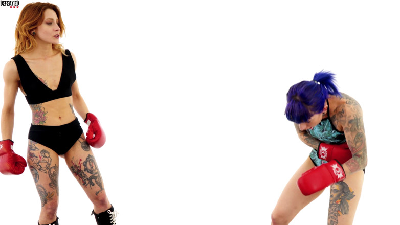 Defeated Sex Fight: Eli &amp; Stella - Hot tattooed girls in extreme boxing fight