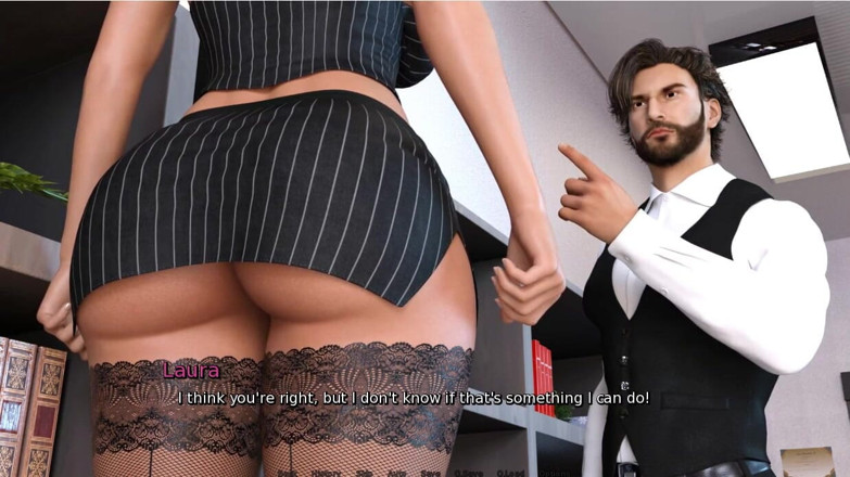 XXX Games Bunk: Laura Lustful Secret - геймплей - ролевая игра - офисная жена лижет киску коллегой, пока ее муж в той же комнате