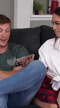 Stepsisters Laya and Khloe Share Oliver's Hard Dick Until They All Cum Hard