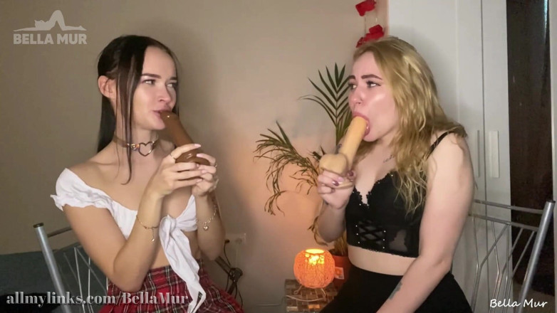 Bella Mur: Lezioni di gola profonda con dildo a doppia estremità