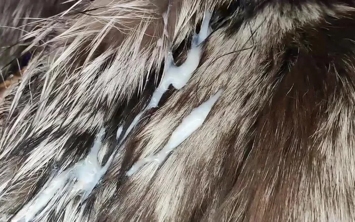 Princess18_: Wet Fur Coat, Double Cum on Fur Coat